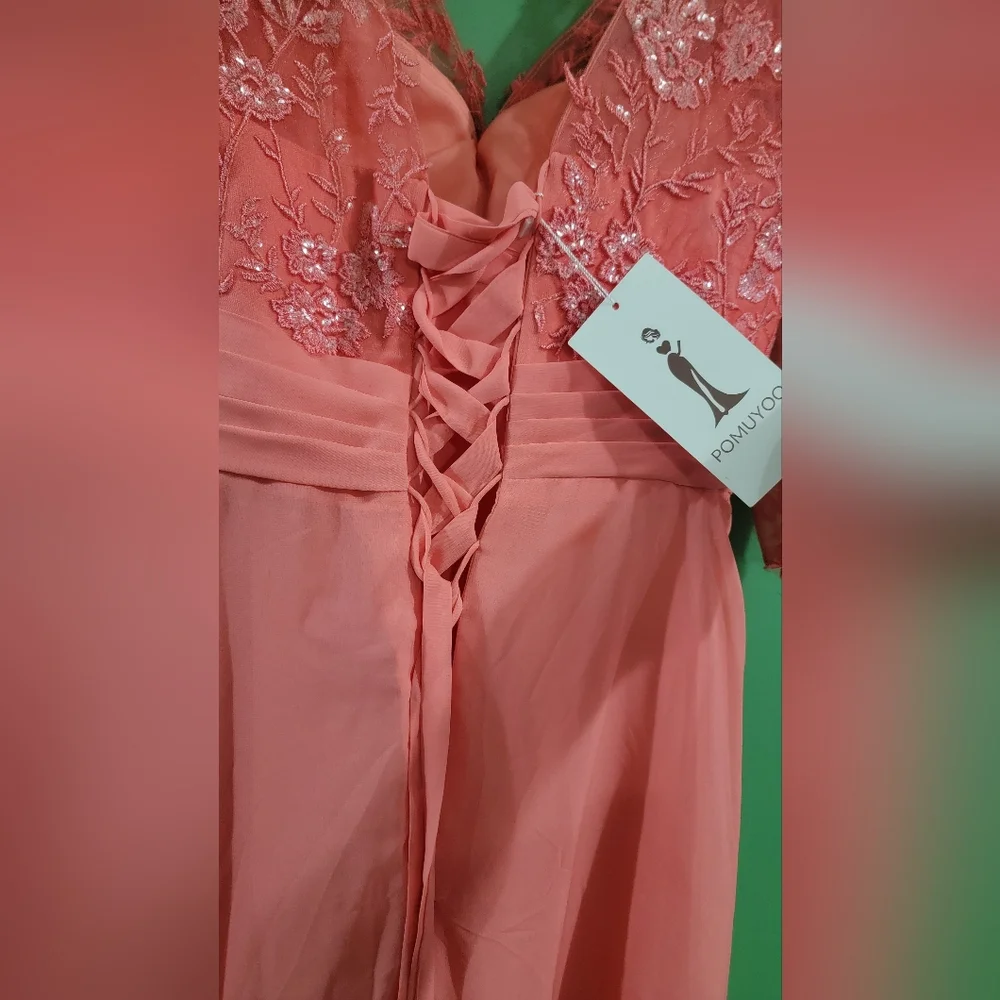 Chic Coral High Low Dress - Picture 5 of 6